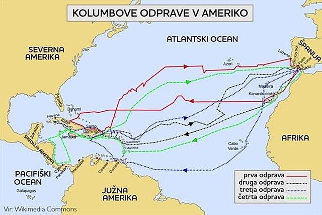 Krištof Kolumb pristane na obalah Amerike