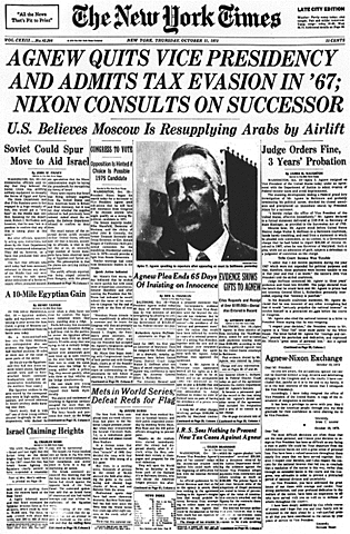 Nixon's First Vice President Resigns