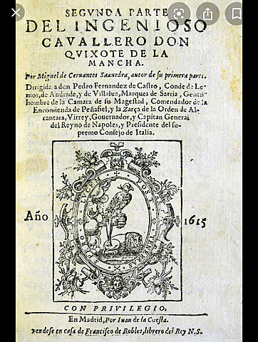 Se publica la Segunda parte del Ingenioso Hidalgo don Quijote de La Mancha