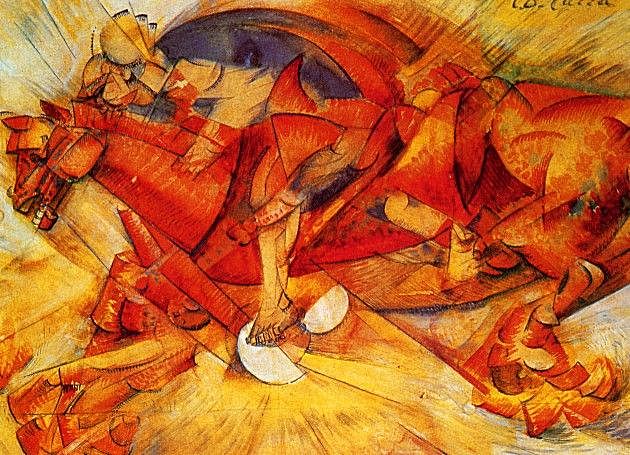 El jinete rojo de Carlo Carrà