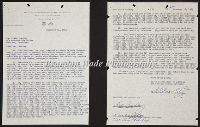 Elvis signed his first contract