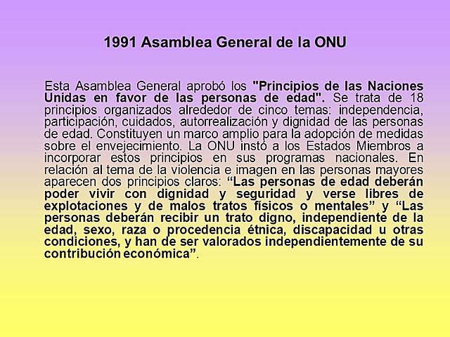 Cinco principios en favor de las personas de edad