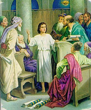 Primera aparición en público, del Niño Jesús.