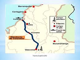 Transporte bruto para tubulações do gasoduto central (Ocensa) e o gasoduto de Colômbia (ODC)