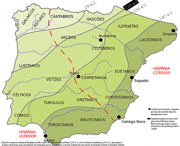 expedição militar levada a cabo pelo cônsul Decimus Junius Brutus ao NO peninsular