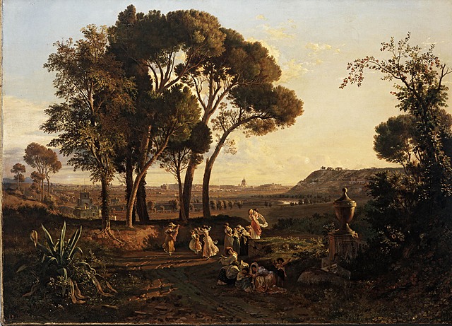 VISTA DE ROMA TOMADA DE LA VILLA FREEBORN, POR LA VIA CASSIA  de Eugenio Landesio