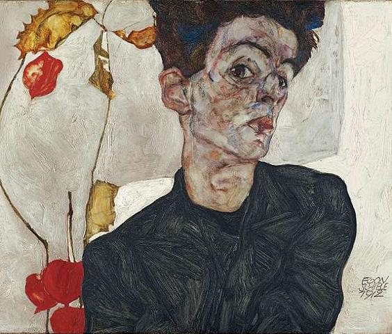 'Autorretrato con Physalis' de Schiele