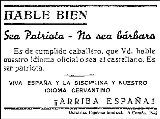 Prohibició de les llengües no castellanes