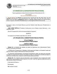 Se deroga la Ley de Secretarías y Departamentos de Estado y decreta la Ley Orgánica de la Administración Pública Federal