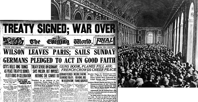 The Treaty of Versailles ends WWI