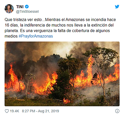 Publicación de Tini Stoessel en twitter