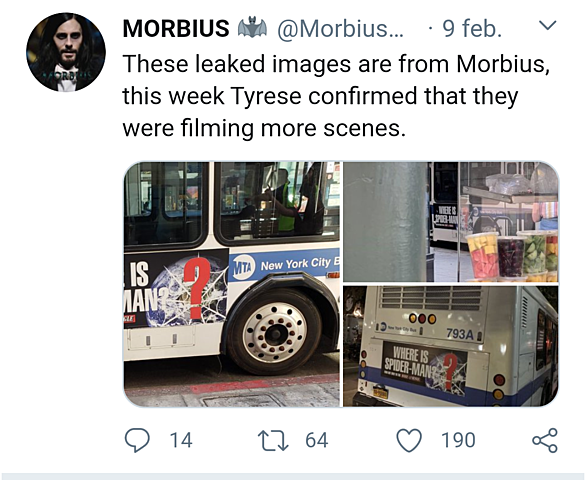 Fotografía del rodaje de Morbius