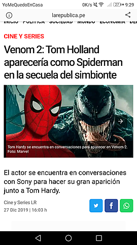 Rumor: Spiderman aparecería en la secuela del simbionte