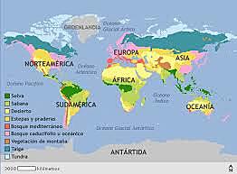 Mapa de la vegetación del mundo.