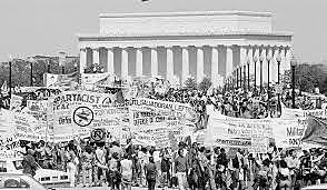 Gathering at Lincoln memorial