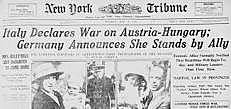 Italy declares war on Austria-Hungary.