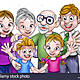 Cartoon familia con padres hijos y abuelos gwffw9