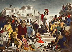 Democracy begins in Athens