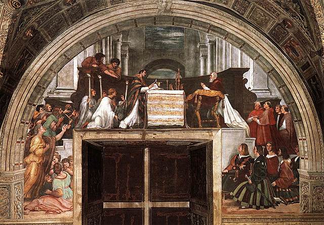 LA MESSA DI BOLSENA DI RAFFAELLO (1511-14, SECONDA STANZA VATICANA, ROMA)