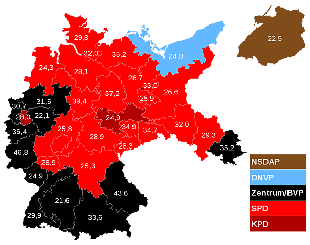 ALEMANYA: Eleccions. NSDAO obté el 18% dels vots
