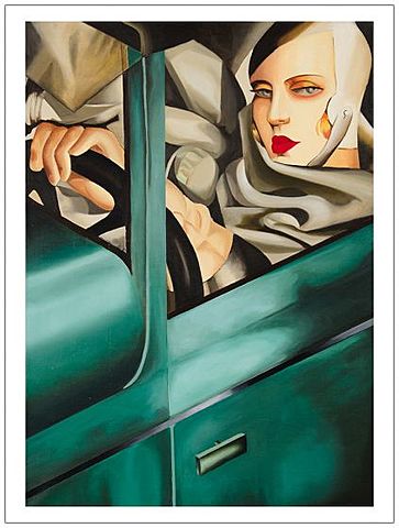 Autorretrato en un Bugatti verde