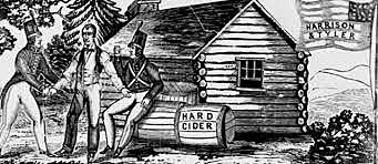 Whig Party wins Election of 1840 with "Log Cabin Campaign"