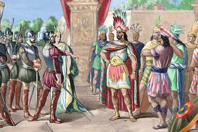 Moctezuma y Hernán Cortés