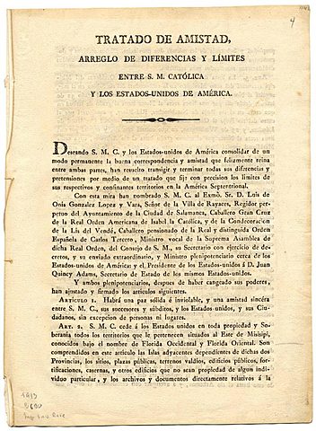 Ratificación del Tratado de Odams-Onís.