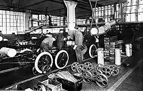 An assembly line is used for the first time