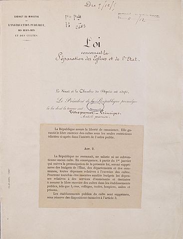 Loi de séparation de l'Eglise et de l'Etat
