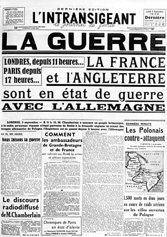 La declaració de guerra a Alemanya per part de França i la Gran Bretanya