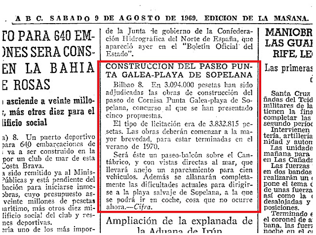 ABC, 1969: "Construcción del paseo Punta Galea-playa de Sopelana".