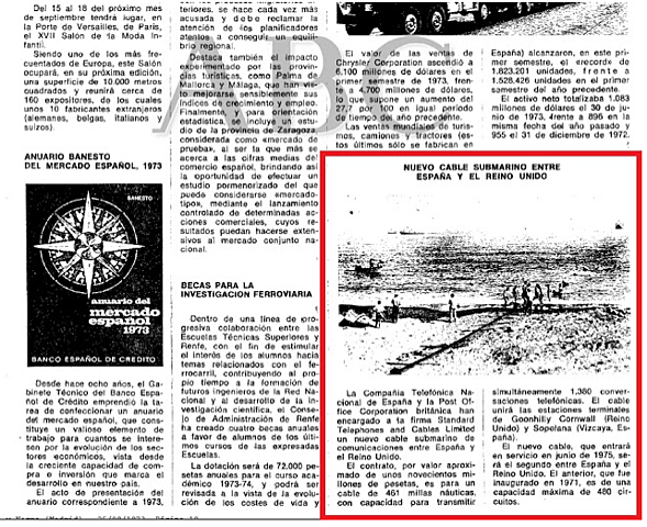 ABC, 1973: "Nuevo cable submarino entre España y el Reino Unido".