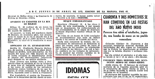 ABC, 1972: "Buque embarrancado" en Sopelana.