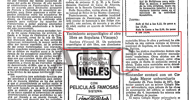 ABC, 1970: "Yacimiento arqueológico al aire libre en Sopelana".
