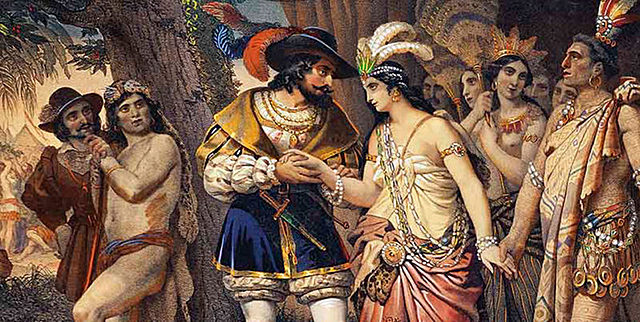 Relación española e indigena.