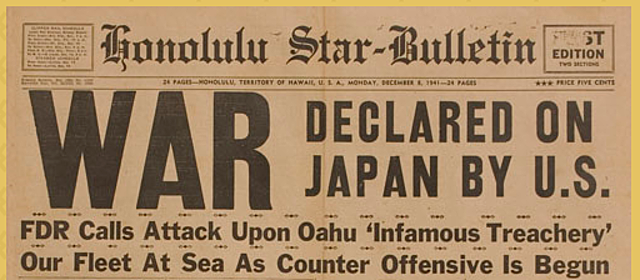 United States declares war on Japan