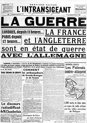 La declaració de guerra a Alemanya per part de França i la Gran Bretanya