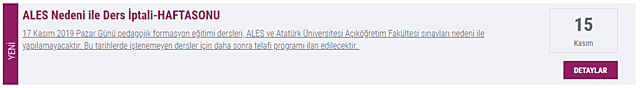 ALES Nedeni ile Ders İptali