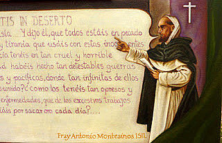 Antonio de Montesinos defiende indígenas / primeros obispados en el Nuevo Mundo