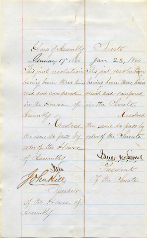 Ratification of the 13th  Amendment