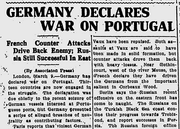 Germany Declares War on Portugal