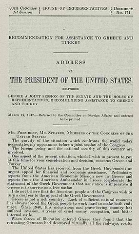 The Truman Doctrine is passed