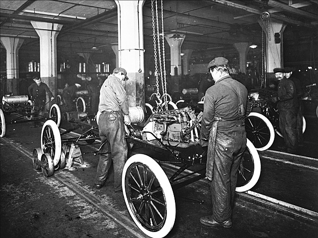 Henry Ford installs the first assembly line