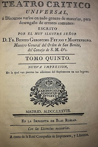Teatro Crítico Universal (1740) Benito Jerónimo Feijoo