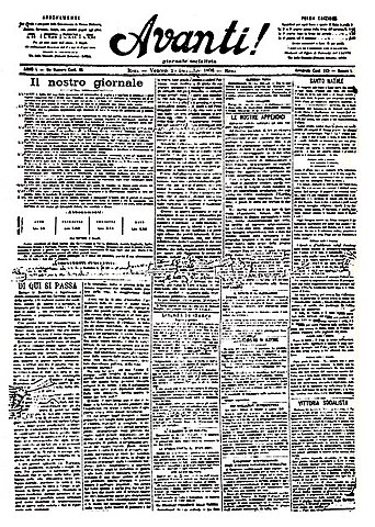 Mussolini begins work as editor for the Socialist Party newspaper Avanti