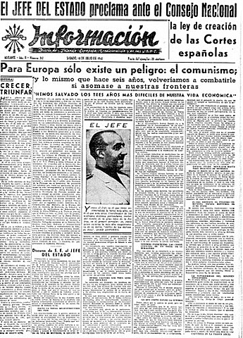 Promulgación de la Ley Constitutiva de las Cortes Españolas