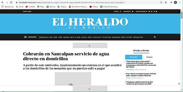 COBRARÁN EN NAUCALPAN SERVICO DE AGUA DIRECTO EN DOMICILIO