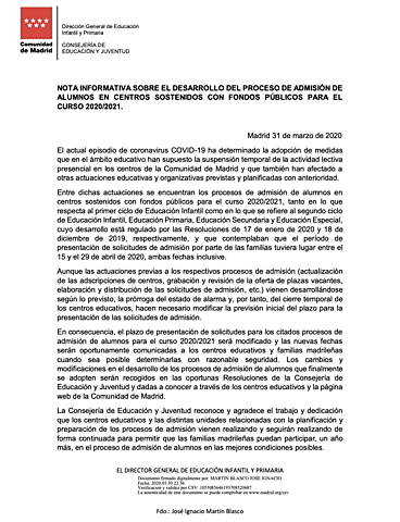 MODIFICACIÓN PERIODO DE ADMISIÓN 2020/2021