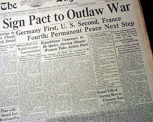 Kellogg-Briand Treaty signed